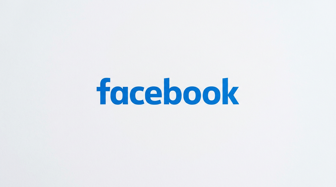 Facebook logo in blue text on white background